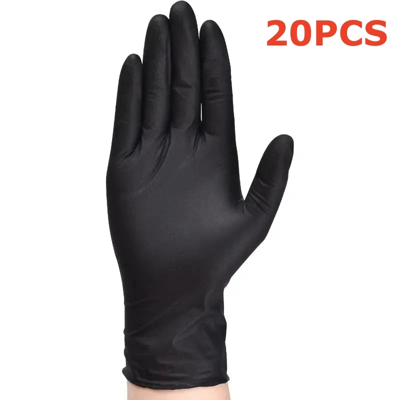 20/50/100PCS Black Nitrile Disposable Gloves 4Mil Latex Free Safety & Work Gloves for Household Hair Dye Mechanic Tattoo Gloves