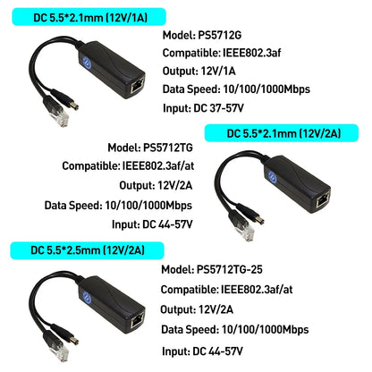 Revotech 2.5Gigabit PoE Splitter Micro USB/Type-C/DC IEEE 802.3af 1000/2500Mbps Power over Ethernet for IP Camera / Raspberry PI