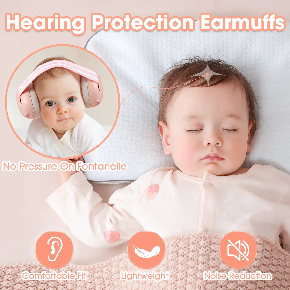 Kid Ear Protection Baby Noise Earmuffs Noise Reduction Ear Defenders Earmuff for Children Adjustable NRR 26DB Safety