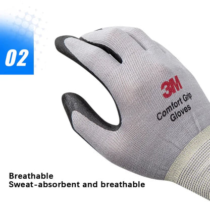 3M Gloves Anti-slip, Wear-resistant, Carrying, Work Nitrile Dipped Rubber Protective Gloves Breathable