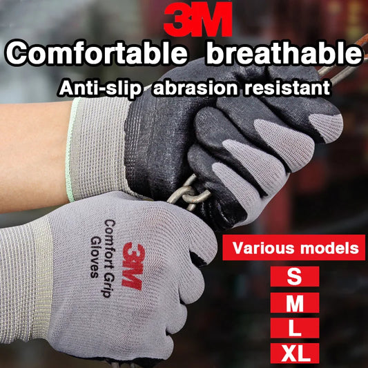 3M Gloves Anti-slip, Wear-resistant, Carrying, Work Nitrile Dipped Rubber Protective Gloves Breathable