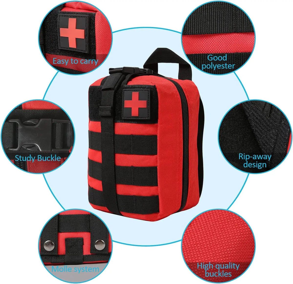 1pc EMT Pouch, Rip Away Molle Medical Pouches  Tear-Away First Aid Kit Emergency Survival Bag for Travel Outdoor Hiking